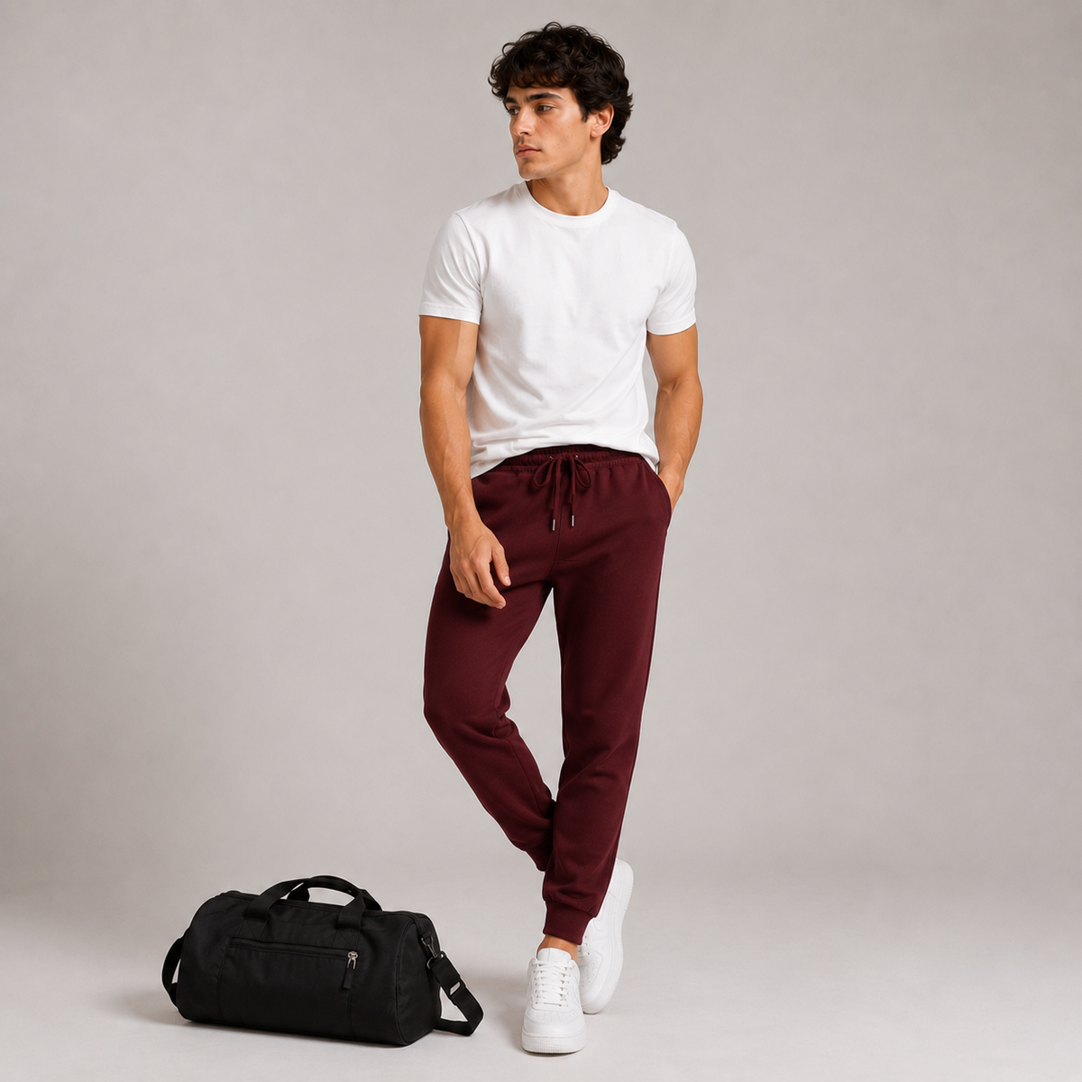 Male Maroon Premium Fit Joggers
