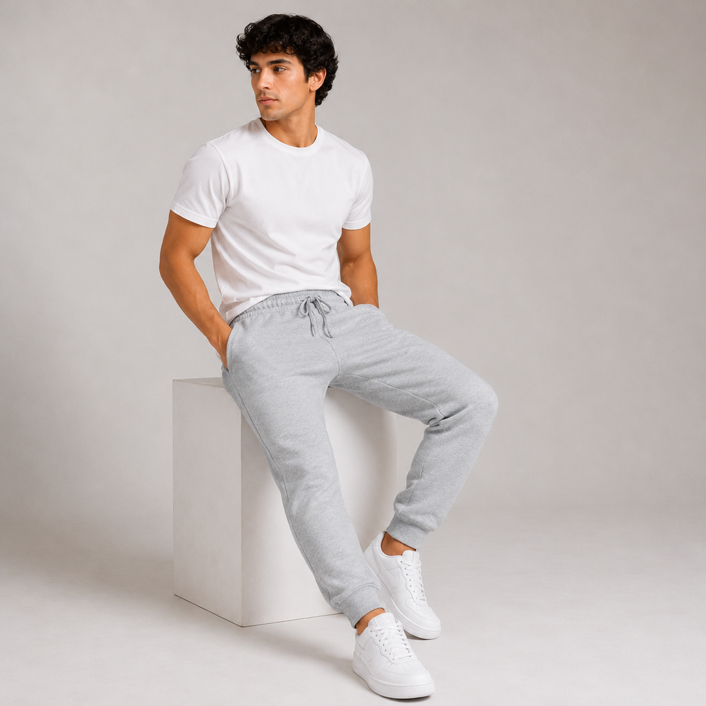 Male Grey Melange Fit Joggers