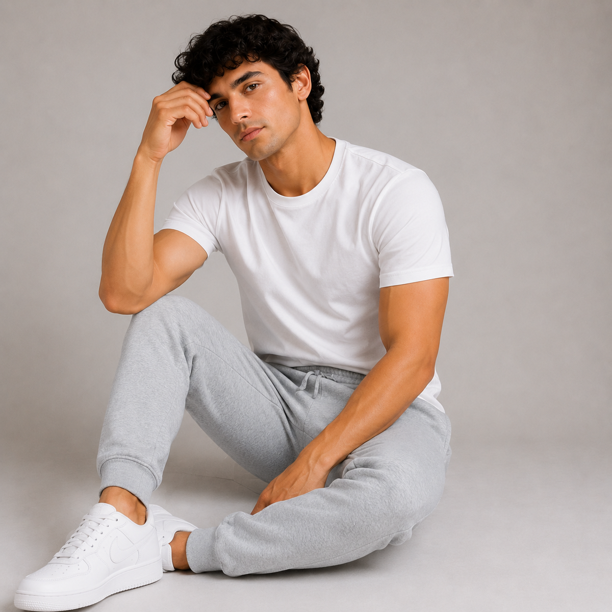 Male Grey Melange Fit Joggers