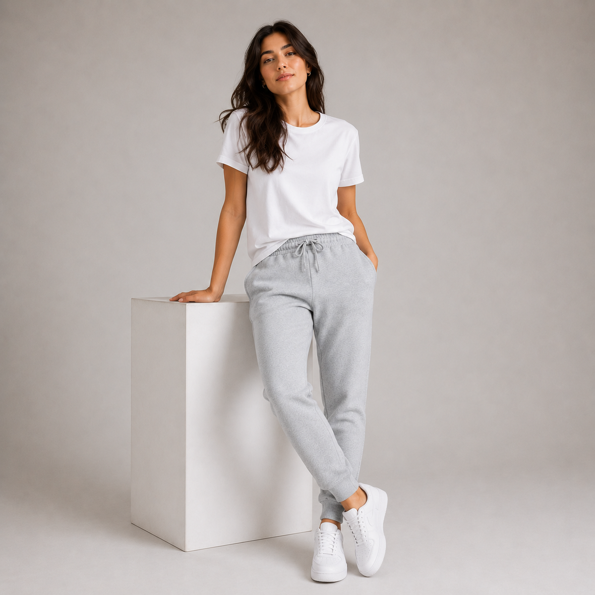 Female Grey Melange Fit Joggers