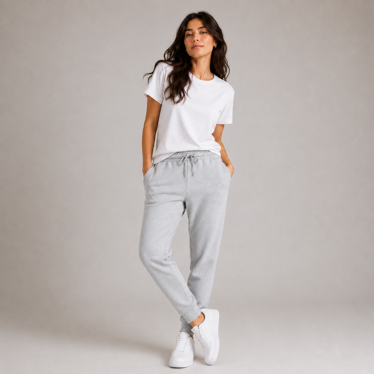 Female Grey Melange Fit Joggers