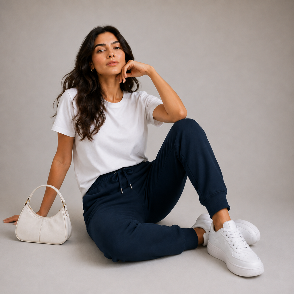 Female Navy Blue Premium Fit Joggers