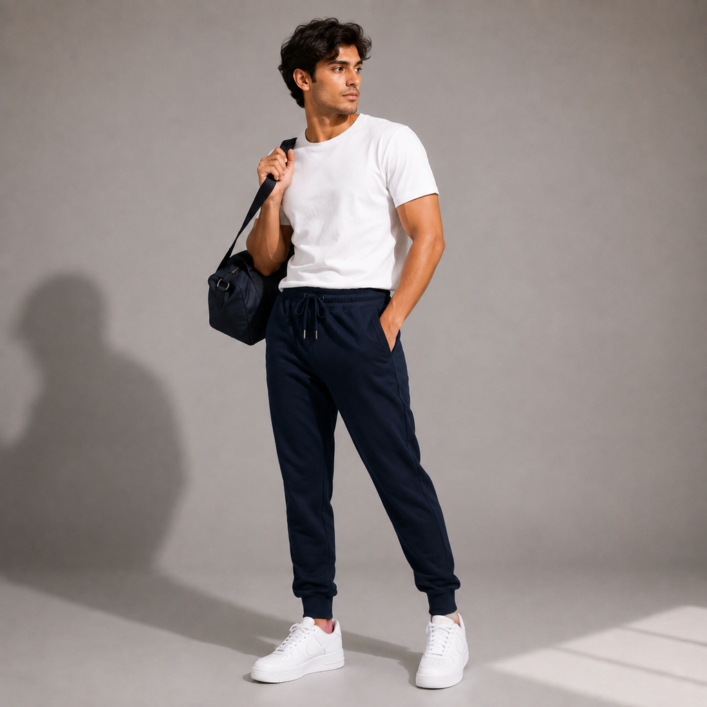 Male Navy Blue Premium Fit Joggers
