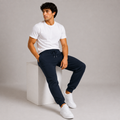 Male Navy Blue Premium Fit Joggers