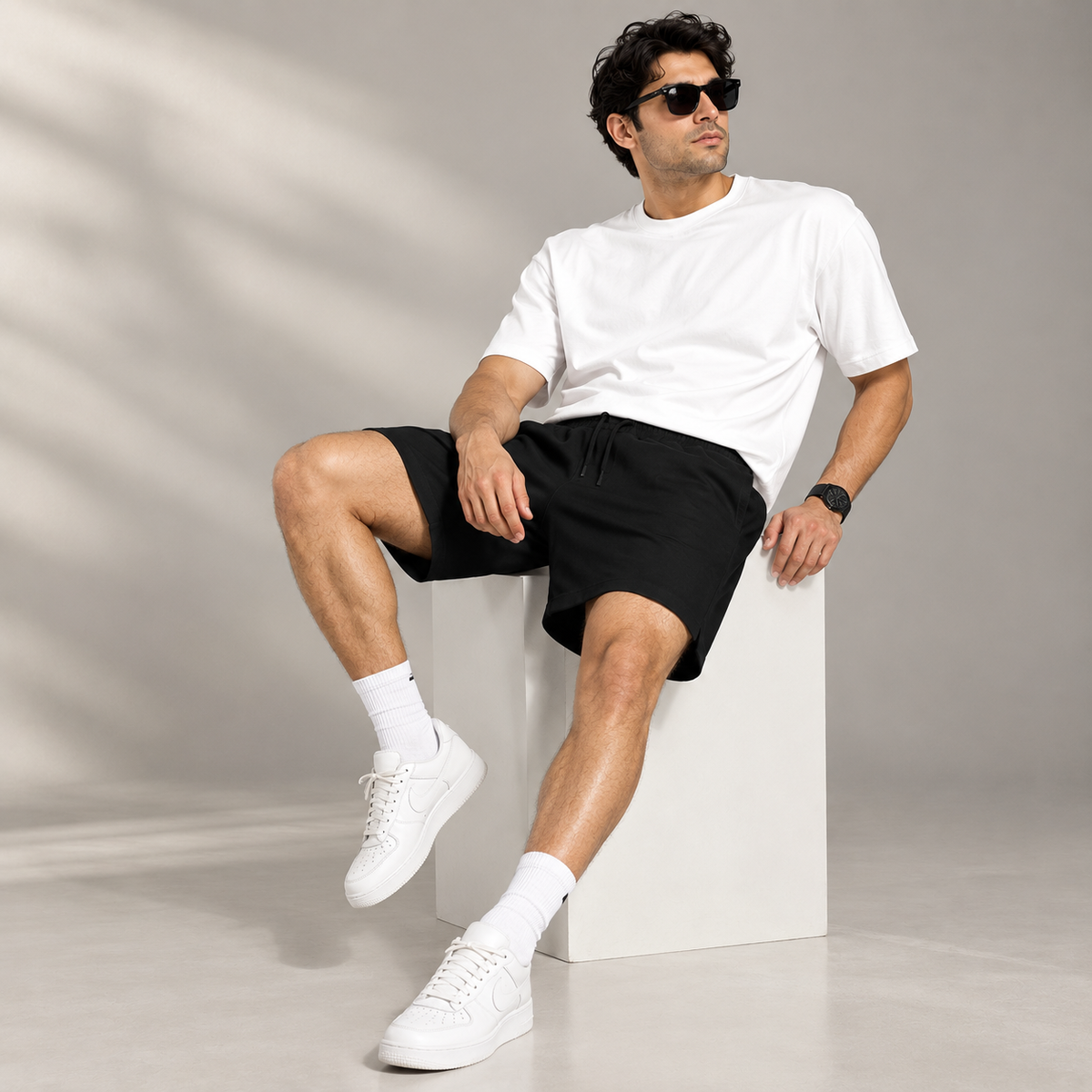 Men's Premium Black Terry Shorts