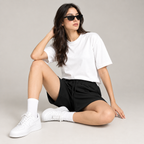 Female Premium Black Terry Shorts