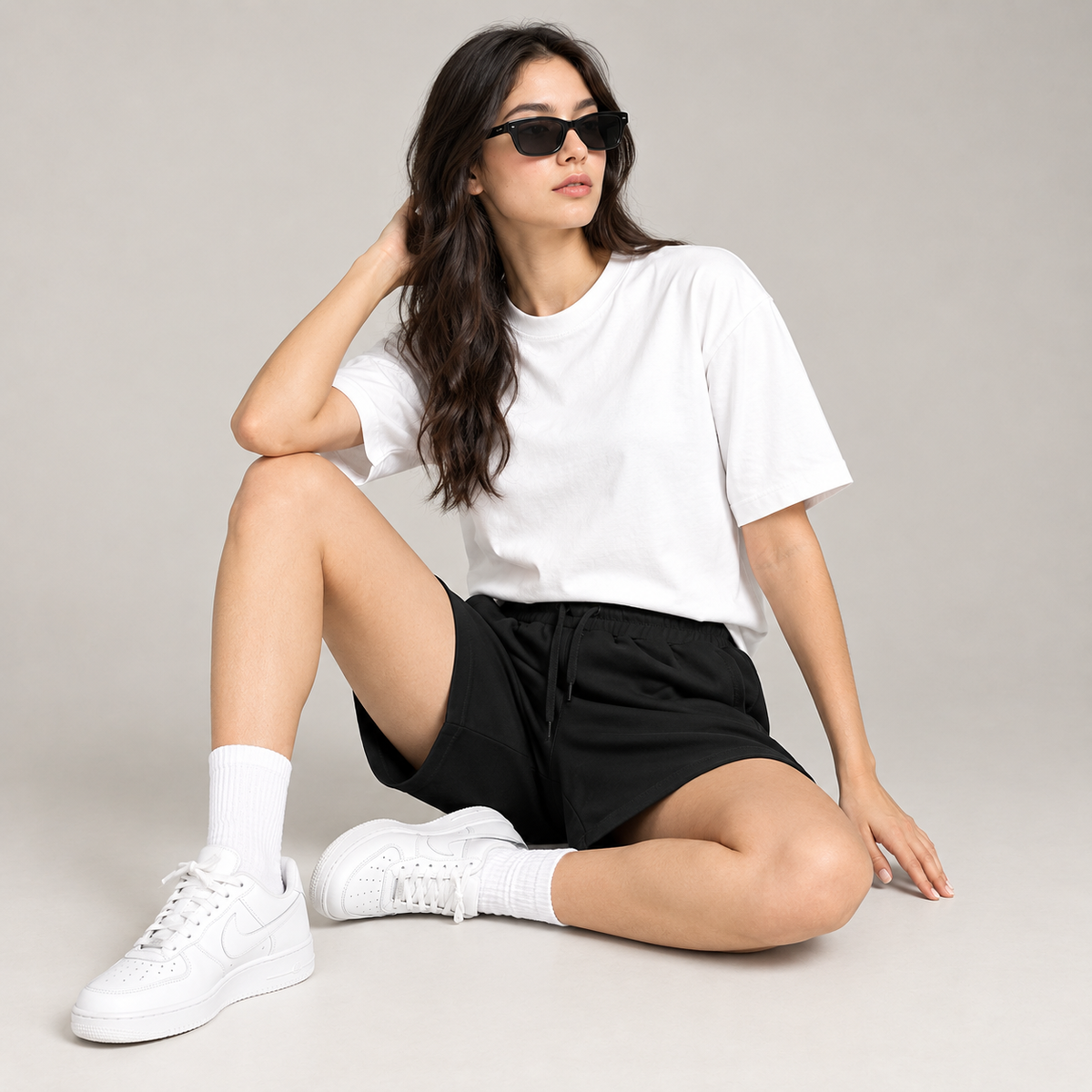 Female Premium Black Terry Shorts