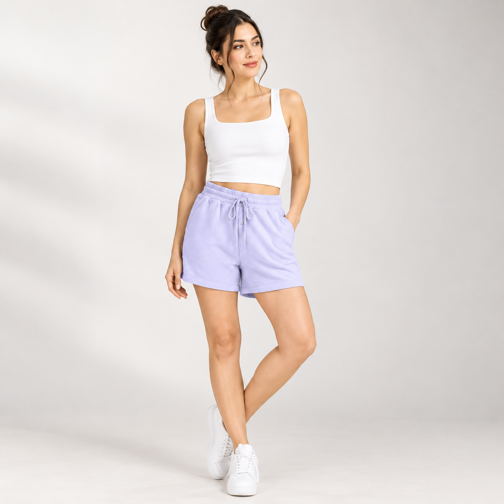 Female Premium Lavender Terry Shorts