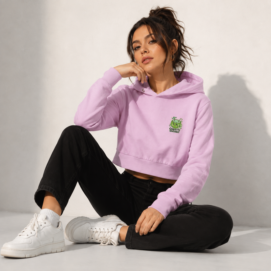 Minimal Baby Pink Luxe Cropped Hoodie