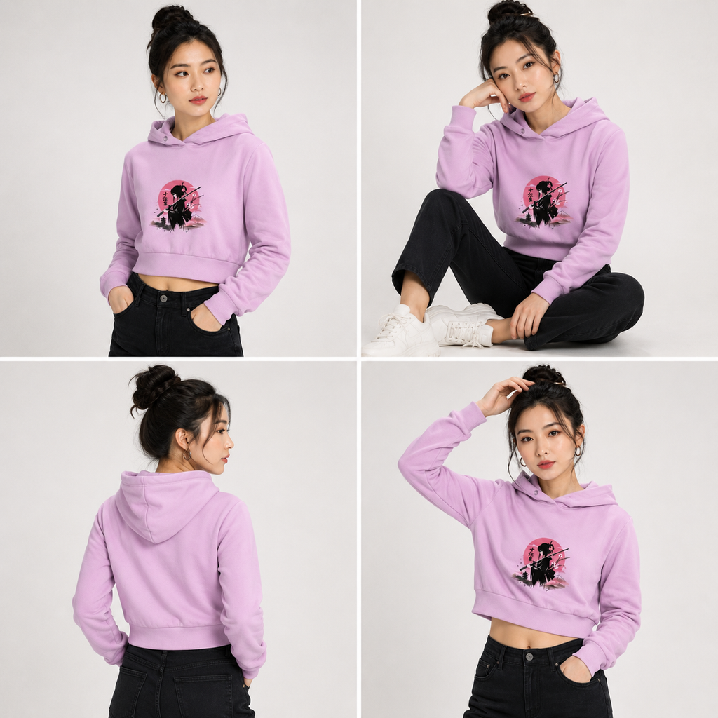 Core Collection Baby Pink Cropped Hoodie