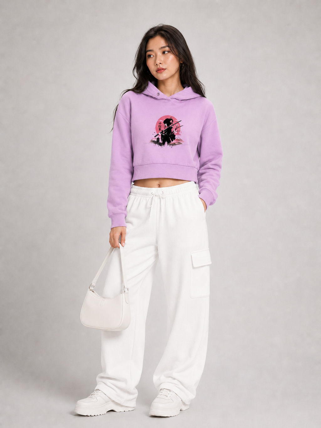 Core Collection Baby Pink Cropped Hoodie
