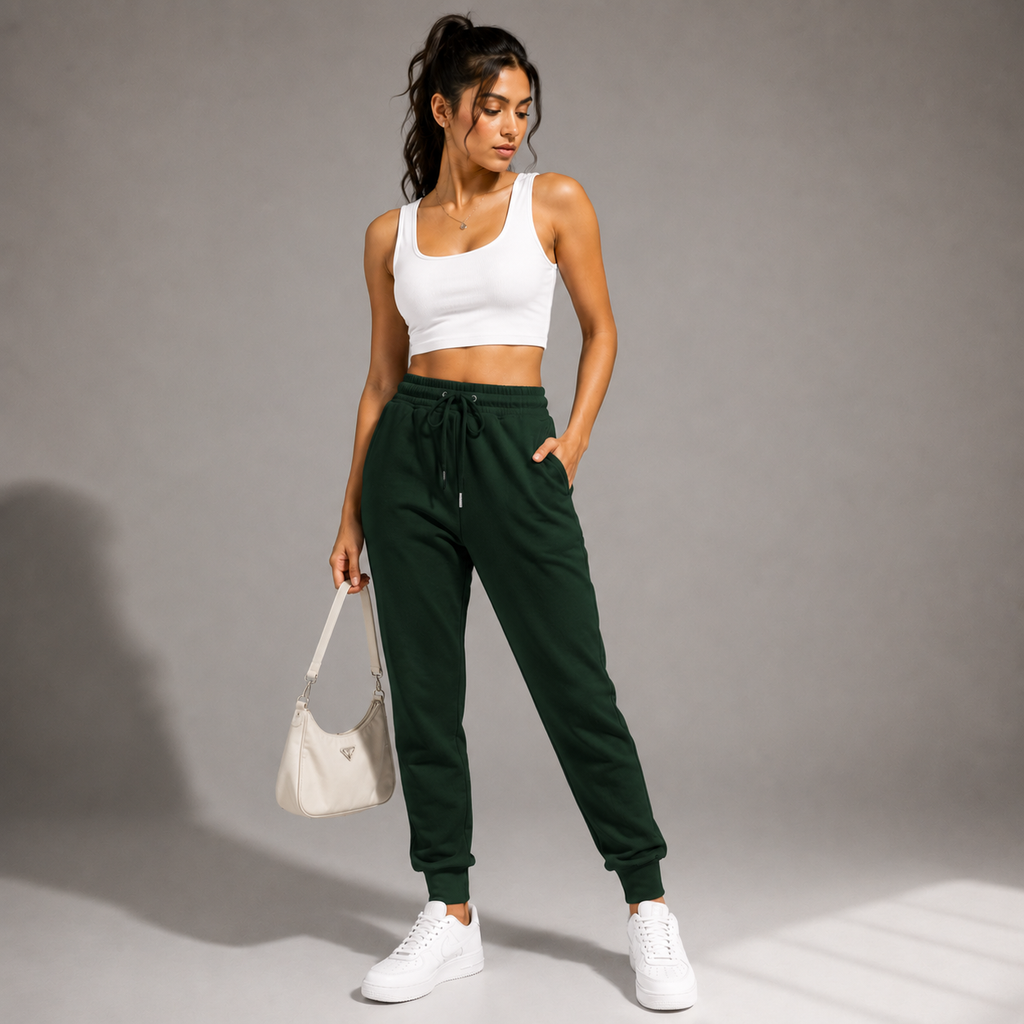 Female Bottle Green Fit Joggers