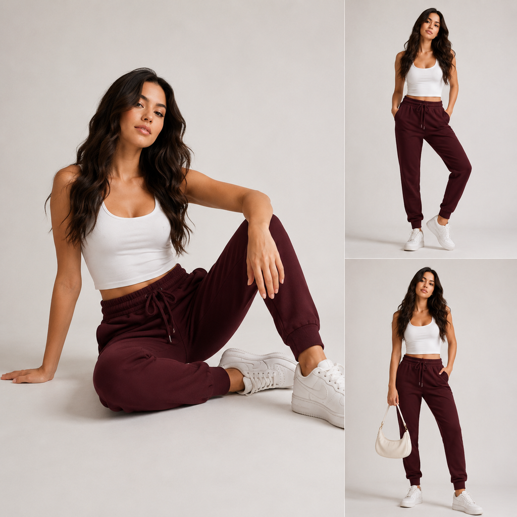 Female Maroon Premium Fit Joggers