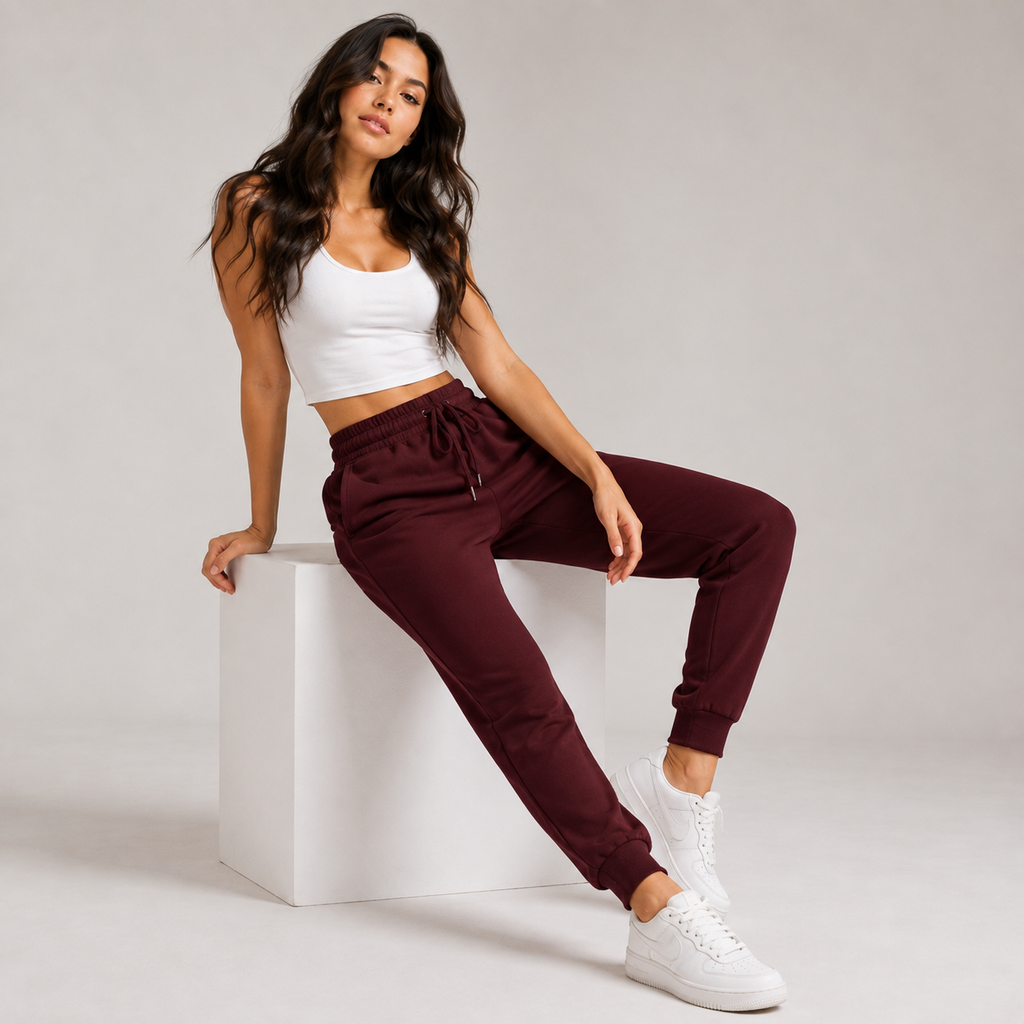Female Maroon Premium Fit Joggers