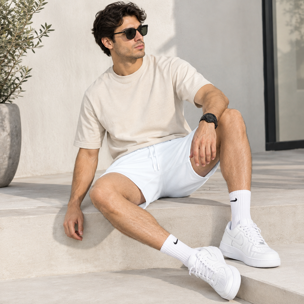 Men's Premium White Terry Shorts