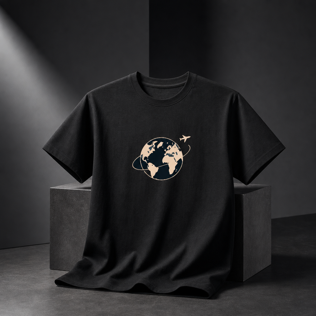 Premium Full Globe Black T-Shirt