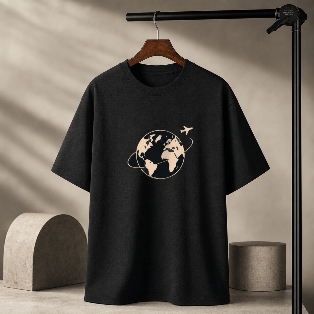Premium Full Globe Black T-Shirt