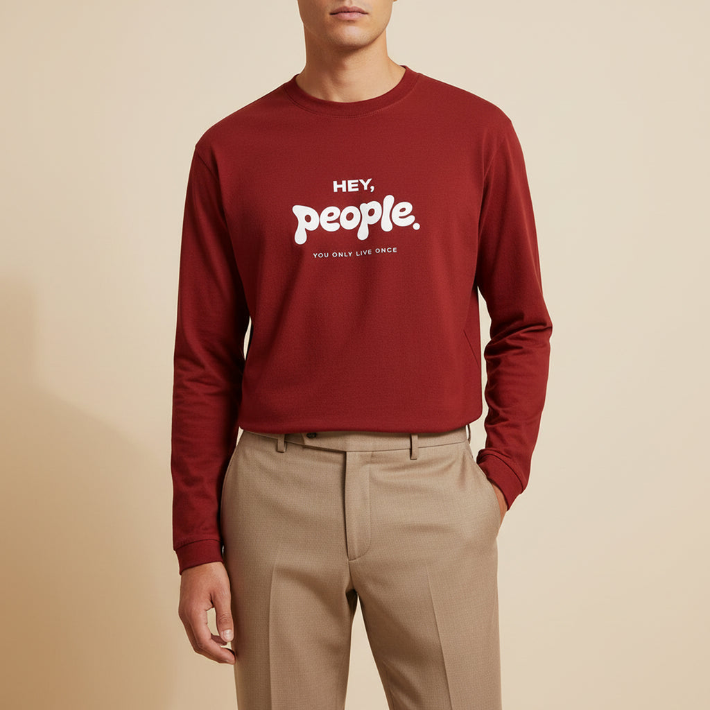 Premium Hey People Full Sleeve T-Shirt