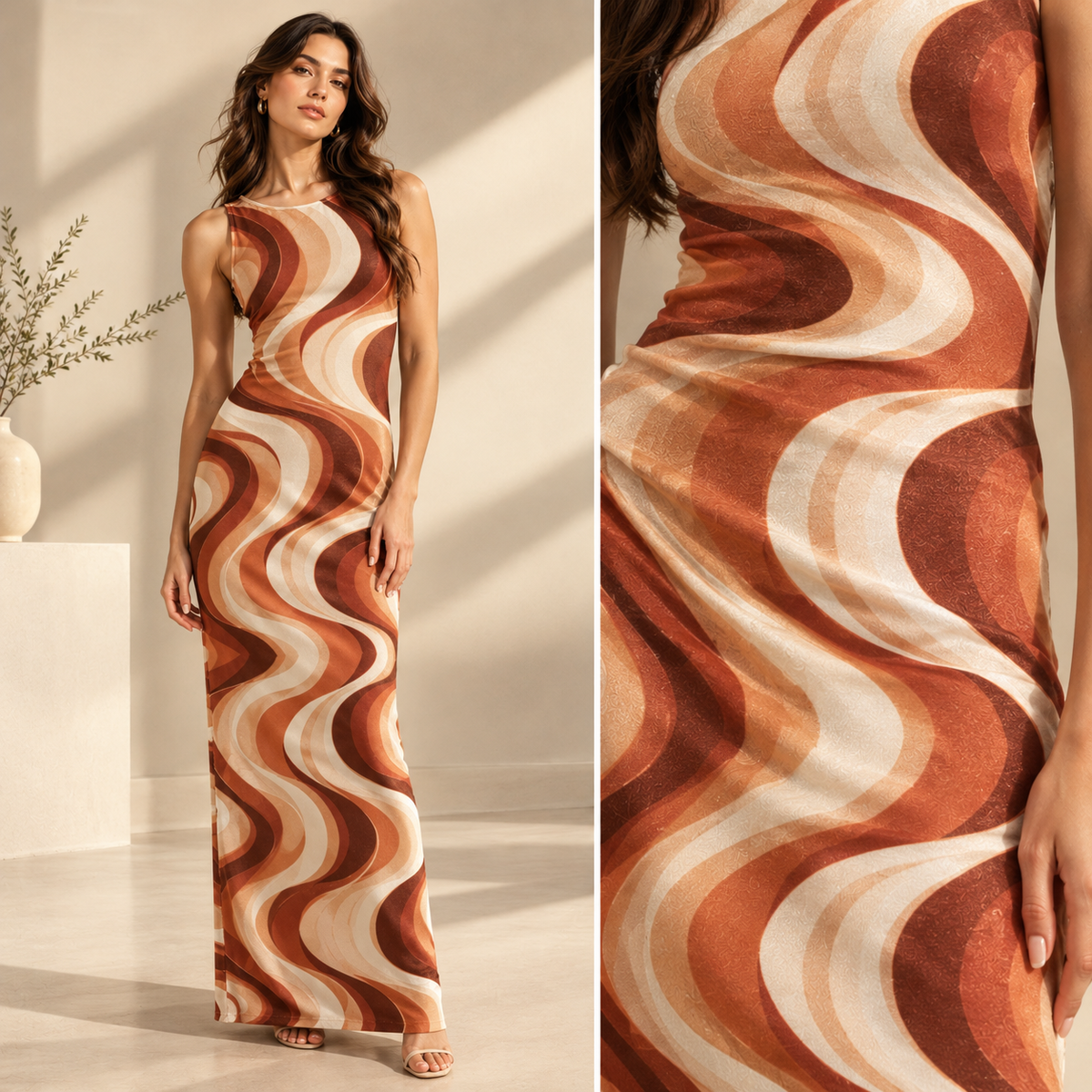 Caramel Tan Bodycon Dress
